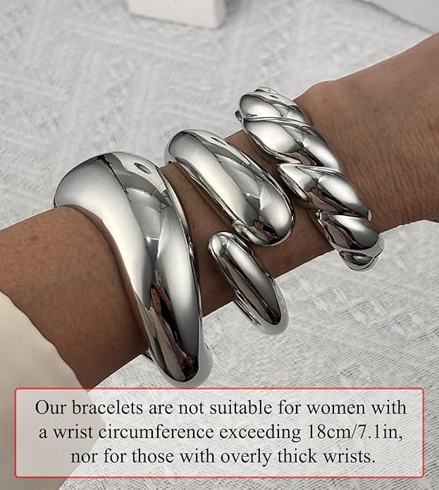 SAMOCO 3Pcs Chunky Gold Bangle Bracelets for Women Trendy Wide Wrist Cuff Bracelets Stack Statement Bangle Fashion Gifts