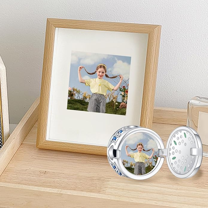 Annmors Personalized Photo Charm for Bracelet Necklaces,925 Sterling Silver Charm Love Heart Shaped Engraved Customize Picture Gift for Birthday Mother's Day Christmas,Bead Charms Jewelry for Women