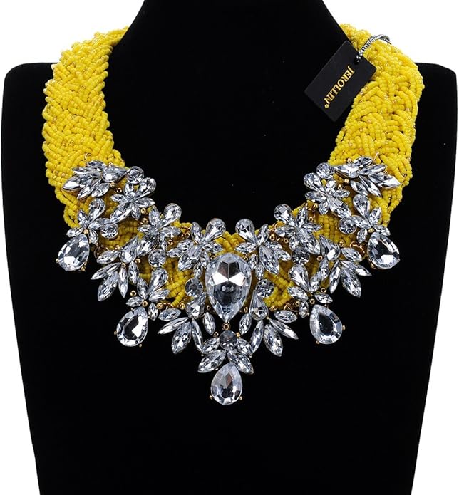 Jerollin Simulated Pearl Body Statement Necklace for Women, Fashion Collar Bib Necklaces Fashion Costume Jewelry Necklace…