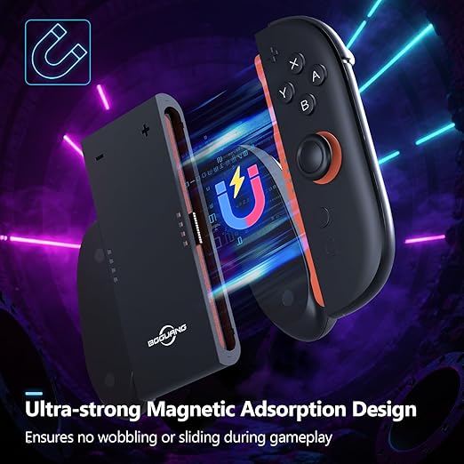 Switch 2 Joycon Grip, Super Magnetic Charger Handle for Nintendo Switch 2 Joycons, Ergonomic Controller Grip, Switch 2 Accessories Black