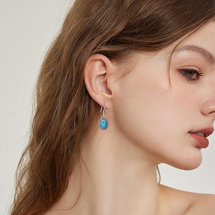 Western Earrings for Women 925 Sterling Silver Turquoise Western Country Dangle Drop Earrings Country Jewelry Gifts for Cowgirl Cowboy