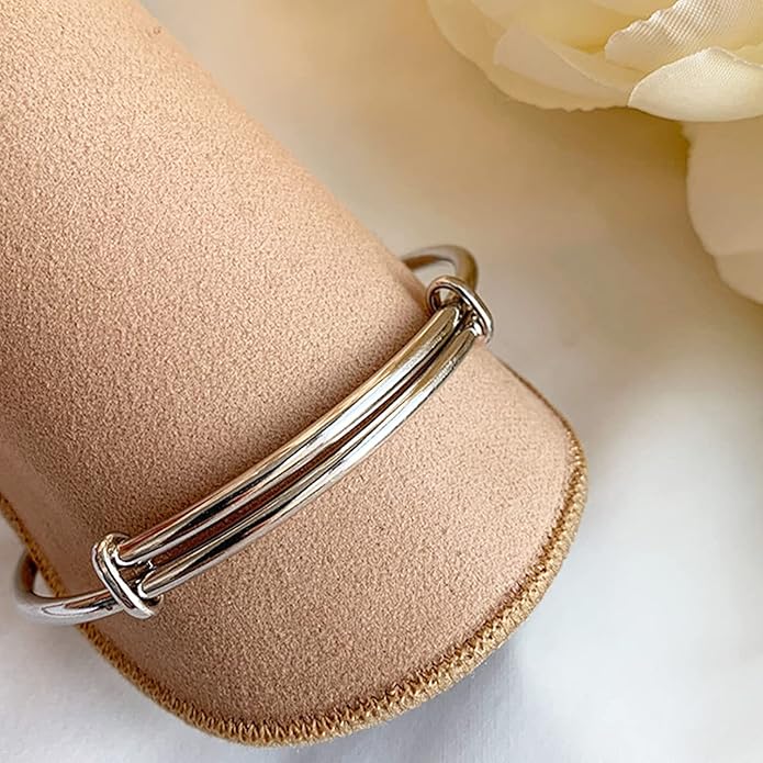 Solid 925 Sterling Silver Bracelets for Women Simple Adjustable Bangle Bracelet