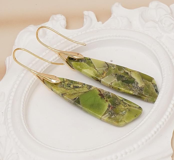 Natural Stone Earrings for Women Boho Triangles Dangle Drop Earrings