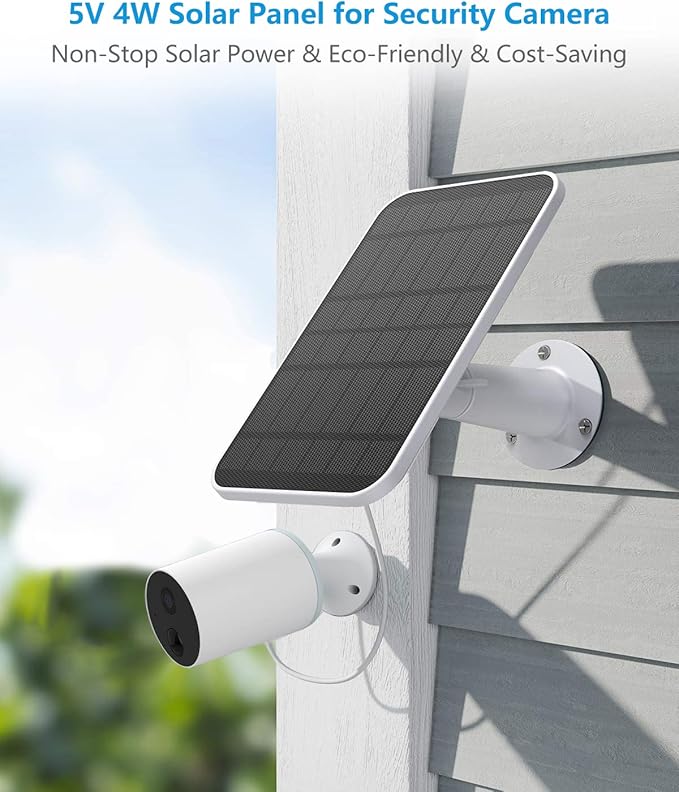 Solar Panel Charger Compatible with Eufycam 3/3C/2C/2C Pro/E40/E20/2/2 Pro/E/L20/L40/Solo/SoloCam Spotlight, 5W Solar Panel for Eufy Camera, Micro USB & USB-C Port, 9.8ft Cable, P65 Waterproof, 4 Pack