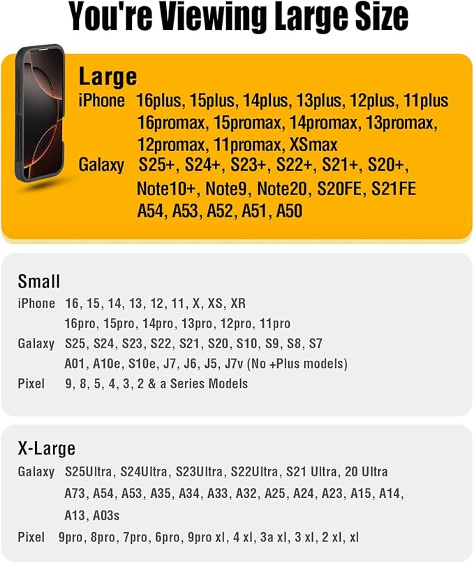 Case for Large iPhone Plus, Pro Max 16 15 14 13 12 11 Xs, Samsung Galaxy S25+ S24+ S23+ S22+ S21+, Cell Phone Belt Holster Clip, ID Card Holder Pouch, Fits Otterbox Case - Brown