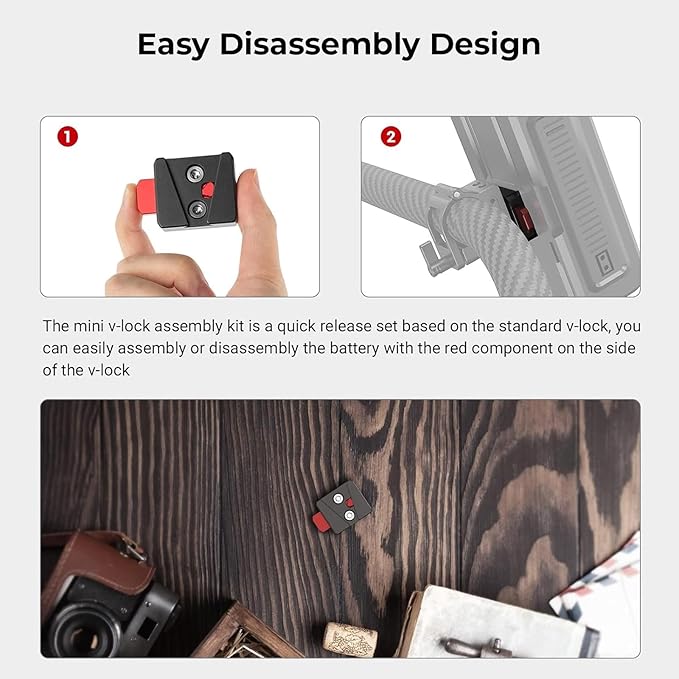 SmallRig Battery Plate with V-Lock Mount with Dual 15mm Rod Clamp Kit for Camera Power Supply - 4958