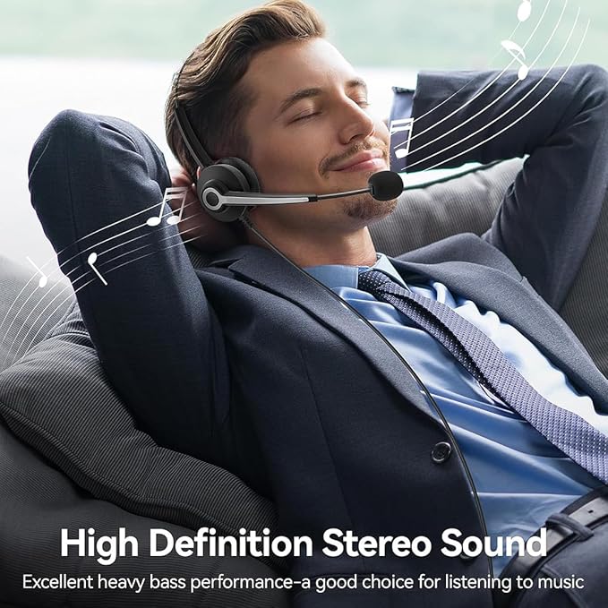 Wantek Monaural Corded USB Headsets with Noise Cancelling Mic and in-line Controls, UC Business Headset for Skype, SoftPhone, Call Center