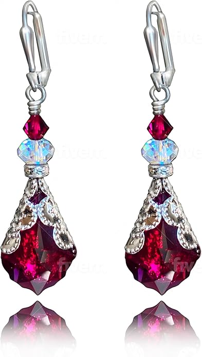 Antique Inspired Vintage Victorian Dangle Drop Earrings for Women - Colored Austrian Crystal Leverback Earrings - Jewelry Gift for Her