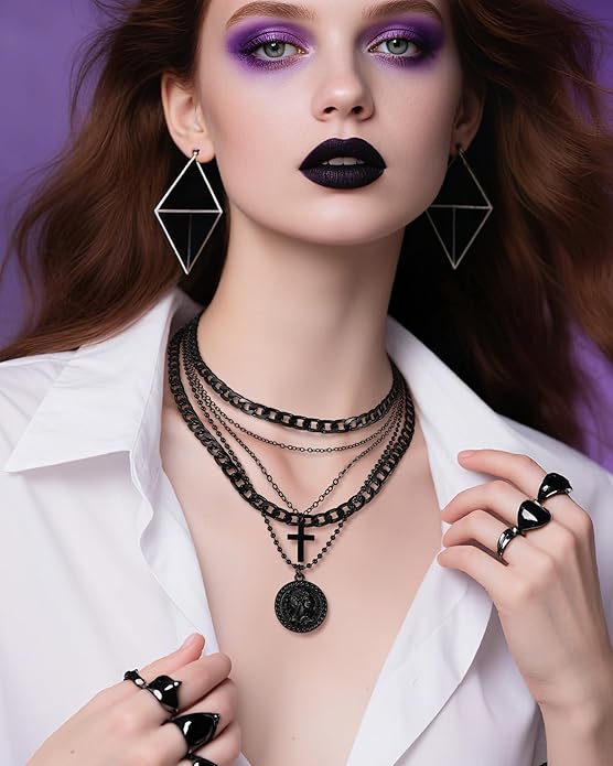 MJartoria Layered Necklaces for Women Trendy Retro Coin Pendant Necklace Dainty Chunky Chain Necklaces for Jewelry Birthday Gifts