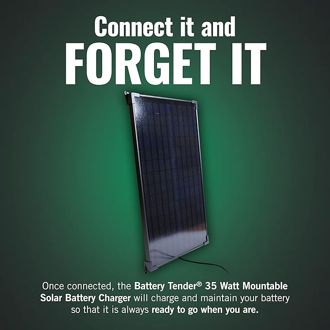 Battery Tender 35 Watt Solar Panel 12V Battery Charger with Charge Controller - IP67 Weatherproof - Mountable Smart Charger - 021-1174