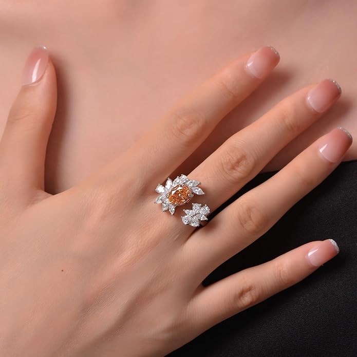 14K Solid Gold over 925 Silver 2 Carat 7 * 9 MM Oval Cut Moissanite/Ruby/Aquamarine Adjustable Ring,Chic Accessory for Modern Women