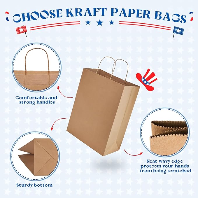 MESHA 600 Pcs Kraft Brown Paper Bags 10X5X13 Inch Large Gift Shopping Bags with Handles Bulk for Birthday,Wedding,Party,Favor,Grocery,Small Business