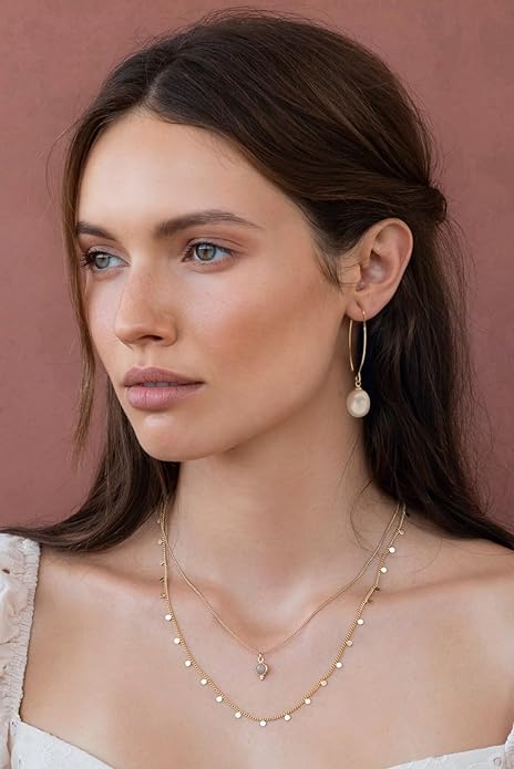 SOFYBJA Dainty 18K Gold Plated Disc Ball Triangle Sunburst Drop Earrings Long Dangle Lightweight Handmade Earrings Jewelry