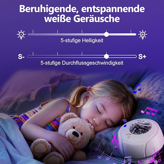 Larger Coverage Area Galaxy Projector,with Changing Galaxy Shapes Star Projector,Night Light with Bluetooth Speaker,White Noise,Gifts for Kids,Adults,Christmas,Birthday(White)