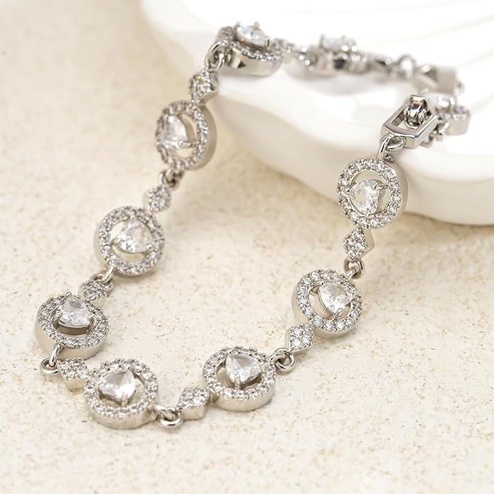 Tennis Bracelet for Women 14K Gold Plated Cubic Zirconia Bracelet,Classic Crystal Tennis Bracelet, Rhinestone Delicate Bracelet Gift for Her