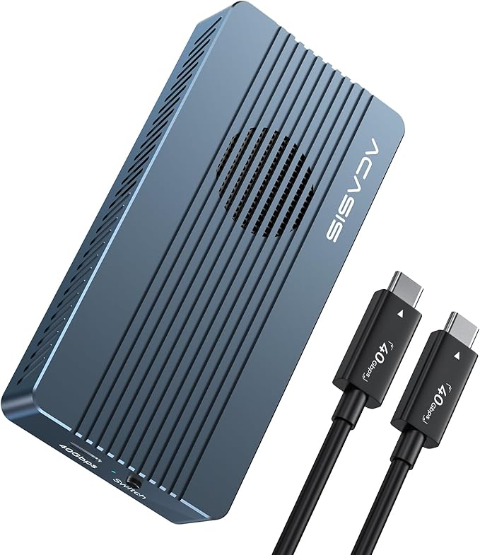 ACASIS 40Gbps M.2 NVMe SSD Enclosure, with Cooling Fan, TBU 405 Pro for M1 M2 Pro/Max, Compatible with Thunderbolt 4/3/USB3.2/3.1/3.0/2.0, M.2 Enclosure Support SSD 2280/2260/2242/2230 B+M M-Key