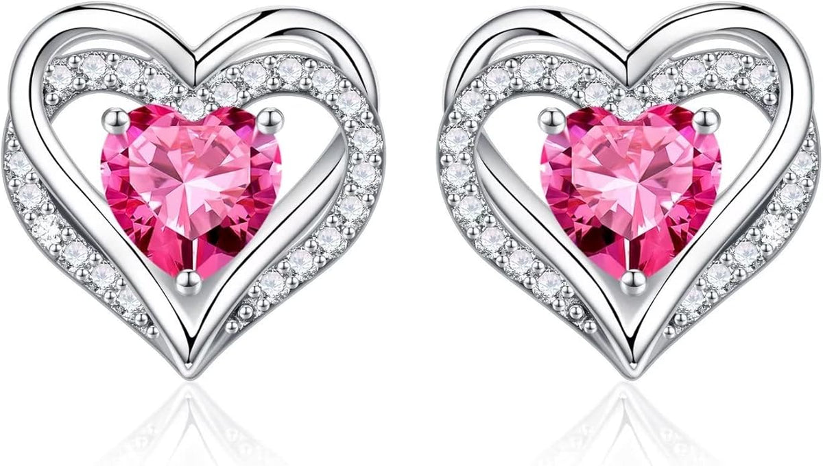 Iefil Valentine Day Gifts for Her - 925 Sterling Silver Heart Stud Earrings Birthday Gifts for Women