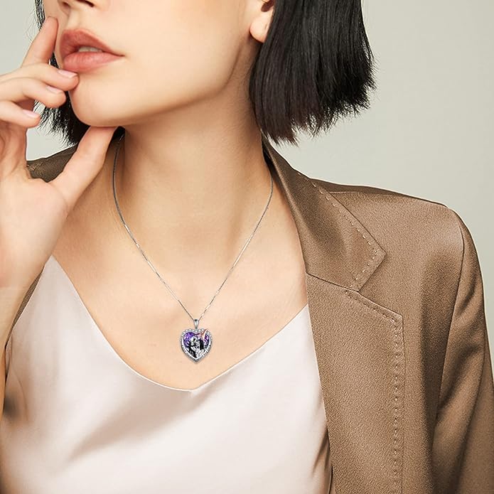 LILALO Nightmare Necklace Sterling Silver Abalone Shell Crystal Jack and Sally Necklace Jack Skellington Skull Jewelry Skull Necklaces for Women