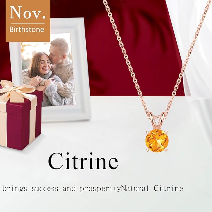 SMILEST Birthstone Necklace for Women Mom Wife, 1ct Sparkle Round Cut Birthstone Pendant 925 Sterling Silver Necklace Gifts for Women Mom Wife Friend