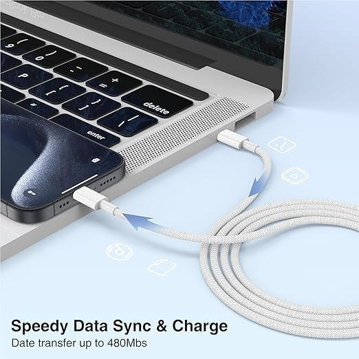 3-Pack Grey [3.3FT+6.6FT+10FT] 60W USB C to USB C Cable, Type C Fast Charging Cable for iPhone 16 15 Pro Plus Pro Max，for Galaxy S24 S23, for iPad Pro/Air, for MacBook Pro/Air and More