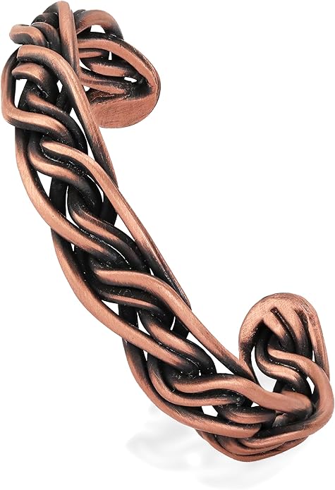Handmade Elegant Copper Bracelet for Women and Men-Pure Copper Bracelet for Pain Relief and Stress Relief-Adjustable, Thickest, Twisted Copper Wire Bracelet to Fit many Size Wrist(folded)