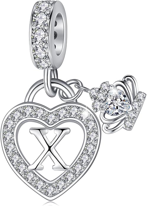 Letter Charms for Charms Bracelet: Silver Heart Alphabet Initial Dangle Charms Bead for Bracelets and Necklaces, Birthday Mother's Day Christmas Jewelry Gifts For Women