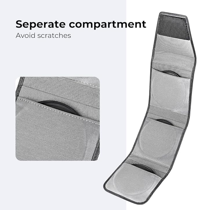 K&F Concept Lens Filter Pouch, Lens Filter Case 3 Pocket Professional Photography Filter Holder Belt Bag Pouch Water-Resistant and Dustproof for Filter Up to 82mm