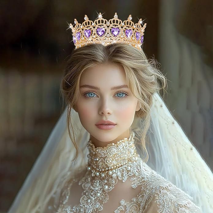 Queen Crown Wedding Rhinestone Heart Crowns and Tiaras for Women Costume Party Hair Accessories Princess BirthdayCrown Crystal Bridal Crown