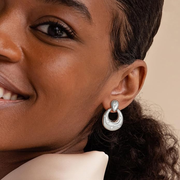 Clip on Earrings for Women Hypoallergenic Statement Retro Clip Earrings 14K Gold/Silver Plated Hoop Dangle Earrings 5A Cubic Zirconia Round Multiple Styles for Women Fashion Trendy Jewelry Gifts