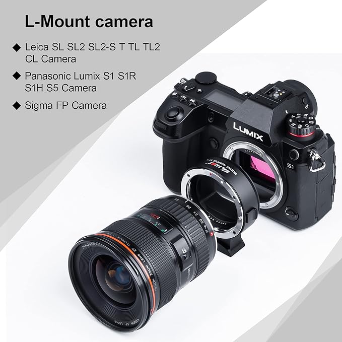 Viltrox EF-L Electronic AF Auto Focus Lens Mount Adapter Compatible with Canon EF/EF-S Lens to L Mount Camera Leica SL SL2/Panasonic S1 S1R S1H/Sigma fp