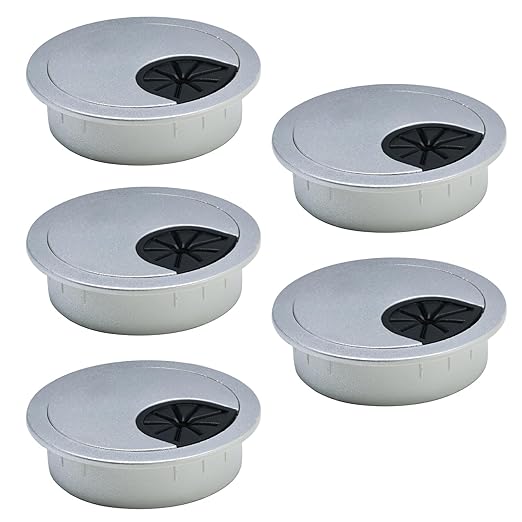 5 Pcs Desk Grommet 3-1/8" / 80 mm, Desk Cord Hole Cover, Cable Grommet ABS Plastic, Desk Hole Grommet for Home & Office Pc, Detachable Cable Cord Organizer-Silver Sand