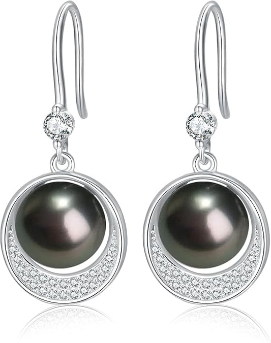 Gift for Wife -Pearl-Earrings-Gifts for Women- Wedding Birthday Anniversary-Mom Her Mothers Day Valentines Day Christmas-Sterling Silver Plated 18K Gold Pearl Dangle Earring Fine Jewelry