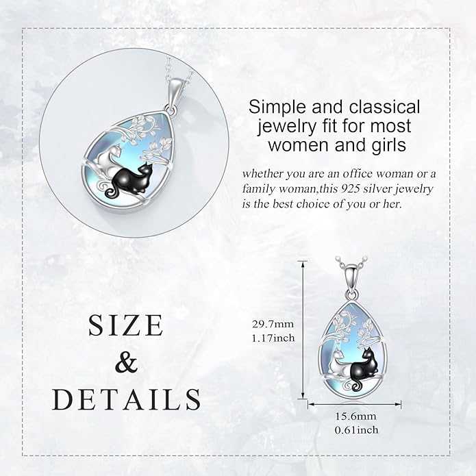 KQF Dragonfly/Butterlfy/Cat/Jellyfish/Bunny/Axolotl/Bee/Mermaid/Hummingbird/Elephant Necklace for Women Sterling Silver Moonstone Pendant Necklace Dragonfly Jewelry Gifts for Women