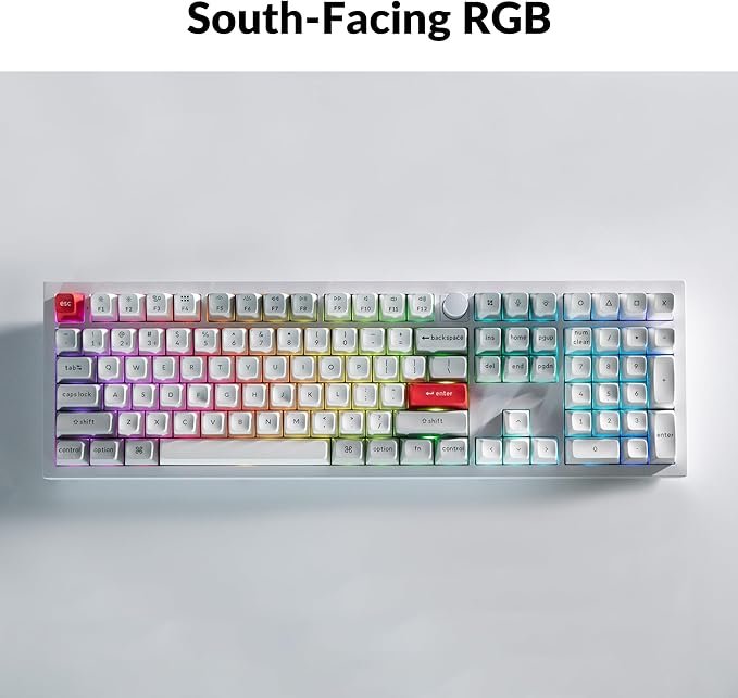 Keychron Q6 Pro Full Aluminum RGB Wireless/Wired Custom Mechanical Keyboard for Mac Windows Linux, Full-Size QMK/VIA Programmable Knob KSA Double-Shot PBT Keycaps Hot-Swappable K Pro Red Switch-White
