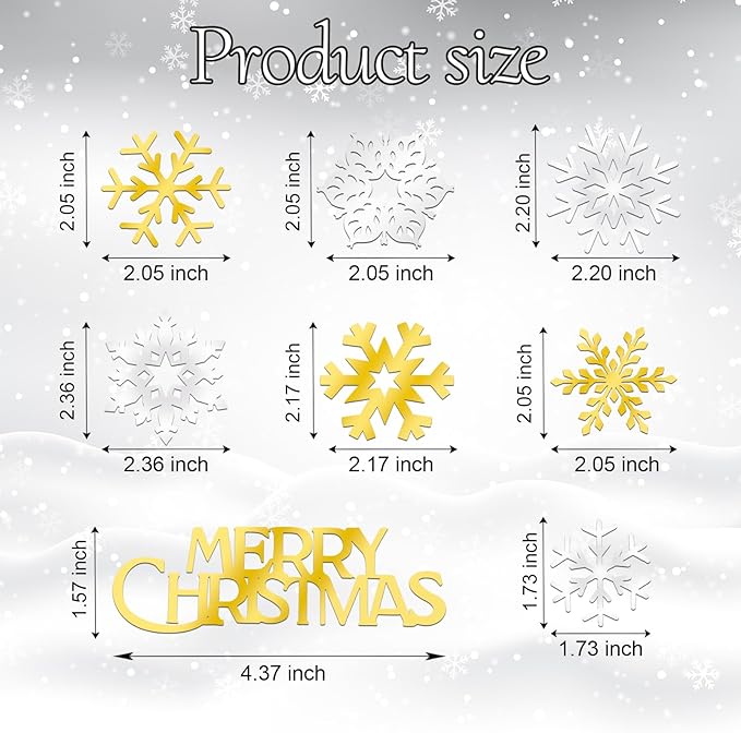 26 Pcs Snowflake Cupcake Toppers Acrylic Christmas Cupcake Toppers Mirror Frozen Cupcake Topper for Christmas Cake Decorations New Year Party Supplies