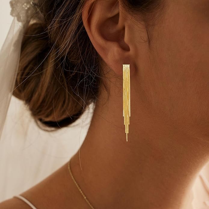 Gold Earrings for Women Trendy, Simple Dainty 14K Gold Plated Paperclip Square Chain Link Dangle Hoops Earrings Pin Stud Huggie Earrings Lightweight Hypoallergenic Minimalist Aesthetic Gold Jewelry for Christmas Gifts