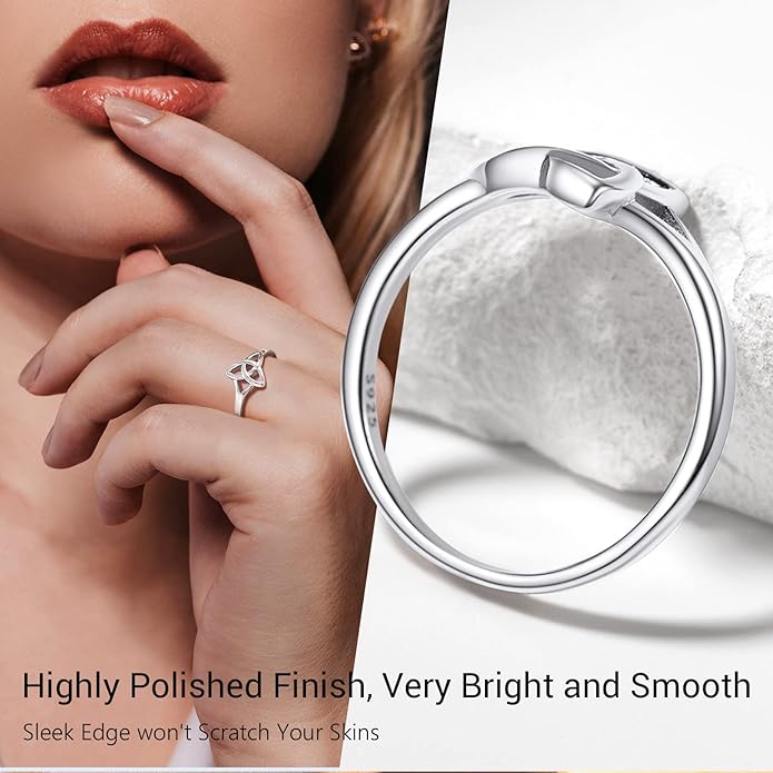 PROSILVER 925 Sterling Silver Claddagh Ring/Celtic Knot Ring for Women, Irish Wedding Band, Rose Gold Plated/Gold Plated, Size 4-12, Come with Box