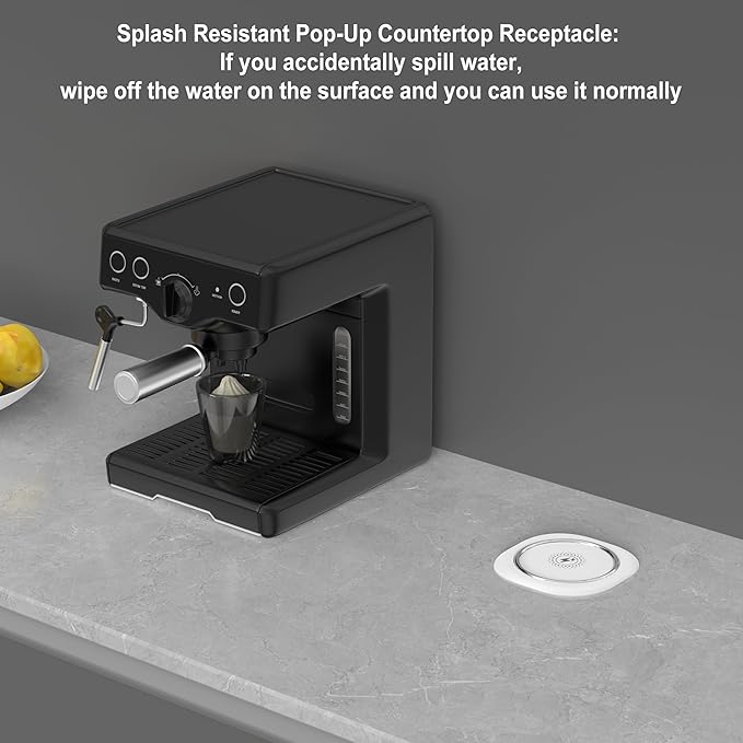 Jgstkcity Pop Up Countertop Outlet with 15W Wireless Charger,20W USB C Ports,Flush Mount Tamper Resistant,Recessed Grommet Receptacle,4 USB 4 Outlets,15A,1875W,ETL Listed,3.15in Hole,White