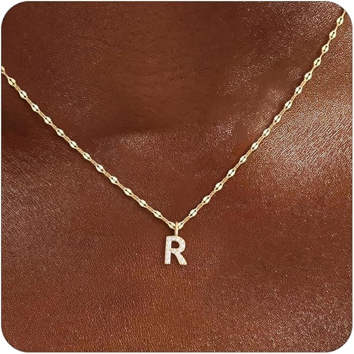 Initial Necklaces for Women,14K Gold Plated Necklaces, A-Z Letter Pendant Charm Necklace Trendy Dainty Hypoallergenic CZ Custom Personalized Name Necklace Gold Jewelry Birthday Christmas Gift for Her