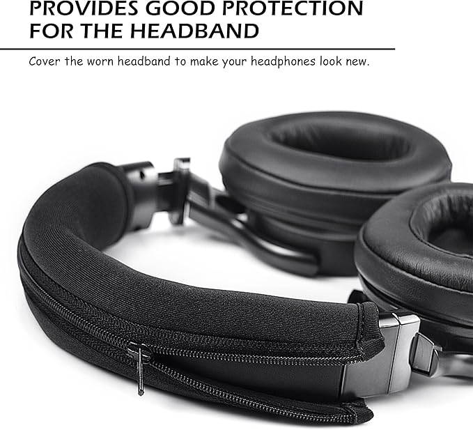 BlingKingdom Headphone Headband Cover Headphones Replacement Band Headband Protector with Zipper (Black)
