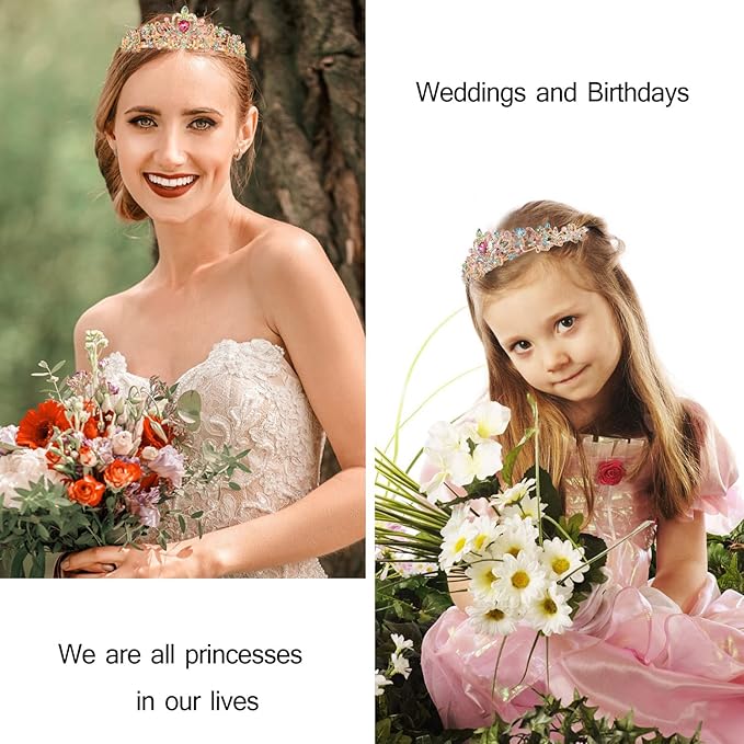 VELSCRUN Birthday Tiara & Crown Set - Princess Sash, Happy Birthday Girl Tiara, Party Decorations & Gifts