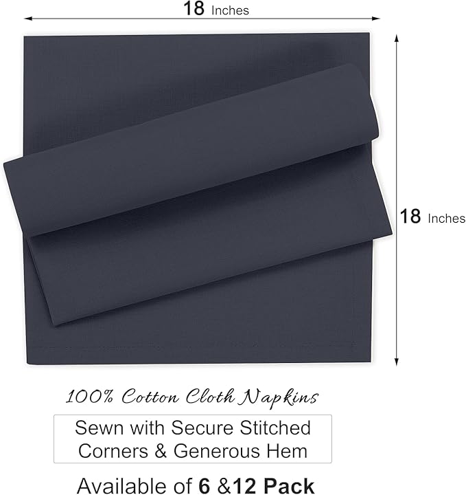 Ruvanti Premium Cloth Napkins Set of 12, 18x18 Inches, 100% Cotton, Washable, Soft & Absorbent, Perfect for Wedding, Christmas, ‎Thanksgiving Dinners - Ombre Blue