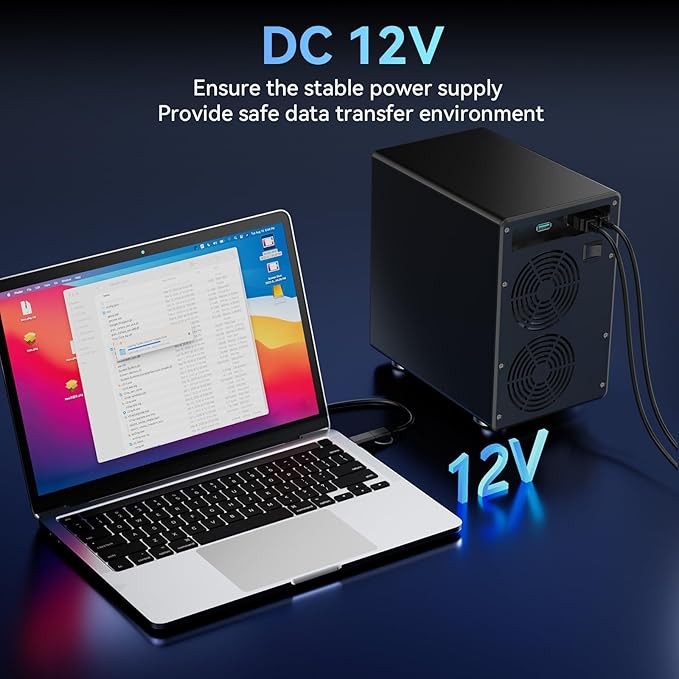 6 Bay Hard Drive Enclosure with Cooling Fan for 2.5“/3.5" SATA HDD/SSD with USB A/C 3.2 Gen 2, Support Hot Swappable, Daisy Chain Expansion, Tool-Free HDD Enclosure, DAS(NO RAID/NAS)