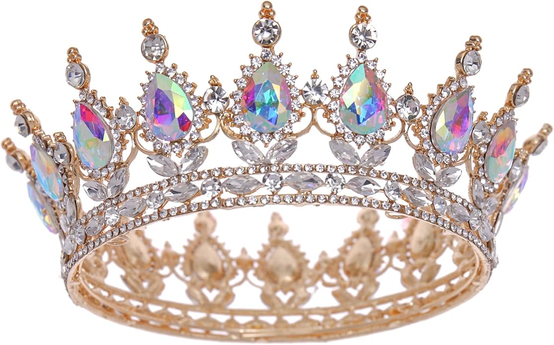 FORSEVEN Queen Crown Rhinestone Wedding Crowns and Tiaras for Women Costume Party Hair Accessories Princess Birthday Crown Crystal Bridal Crown Halloween Decorations Headband