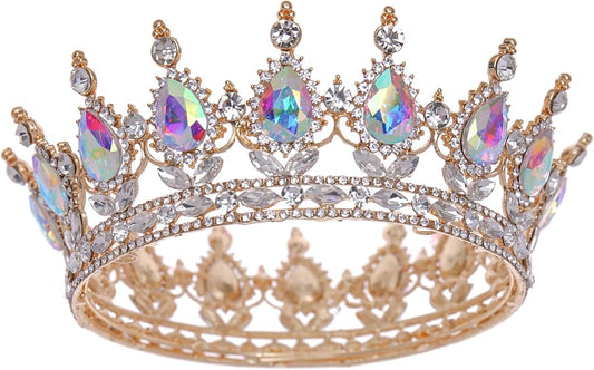 FORSEVEN Queen Crown Rhinestone Wedding Crowns and Tiaras for Women Costume Party Hair Accessories Princess Birthday Crown Crystal Bridal Crown Halloween Decorations Headband