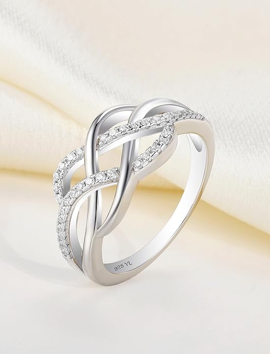 YL Celtic Knot Rings 925 Sterling Silver Twisted Knot Ring Birthstone Infinity Statement Jewelry for Women-size5