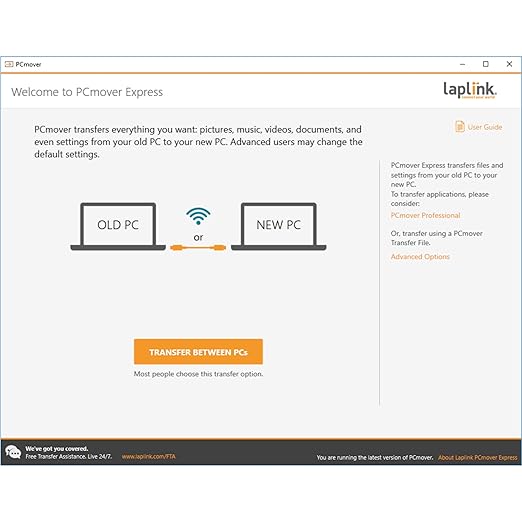 LAPLINK Easy Transfer Cable for Windows, Includes PCmover Express Software and USB 3.0 PC to PC Cable, Single Use License, Transfers Files, Settings, and User Profiles. Compatible with Windows 11