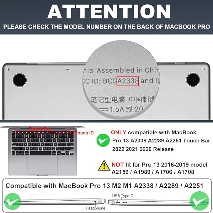 for MacBook Pro 13 inch Case 2022 2021 2020 Release A2338 M2 M1 A2289 A2251, Printed Pattern Plastic Hard Shell Cover for MacBook Pro 13.3-inch Touch Bar Fits Touch ID, Meadow Wildflower