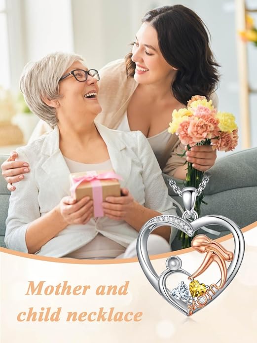 Valentines Day Gift for Mom Mother Daughter Necklace Birthstone Necklaces for Women Anniversary Jewelry Valentine Mothers Day Christmas Birthday Gifts for Mom Women Her Wife Girlfriend