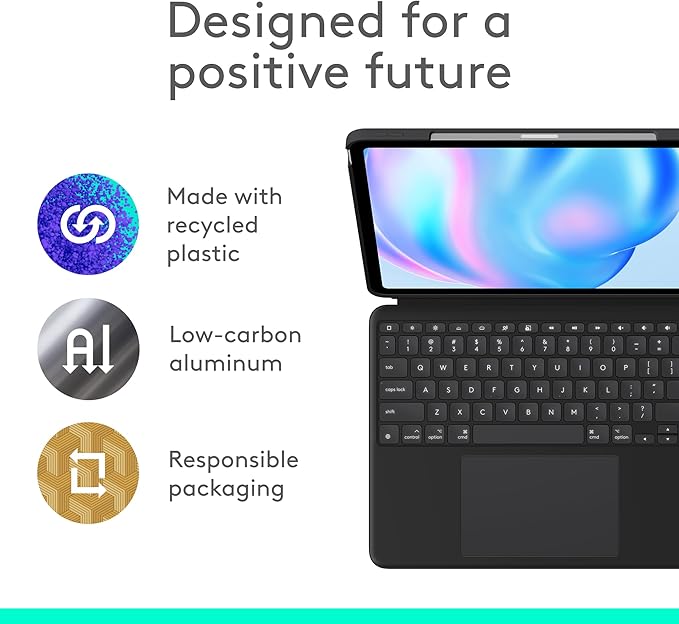 Logitech Combo Touch iPad Air 13 inch Case M2 (2024), iPad M3 & Air Keyboard Case with Kickstand - Midnight Black